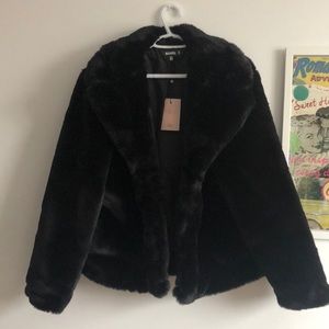 Faux fur coat black